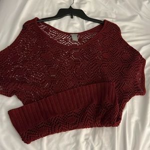 Charlotte Russe Burgundy Knit Short Sleeved Sweater, Size M